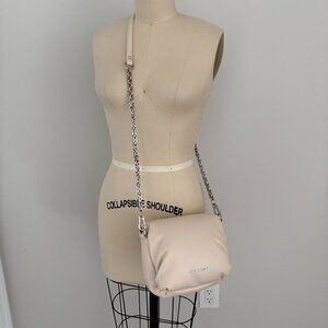 Steve Madden BLUELLA Monogram Detail Puffy Crossbody Bag Bone Beige